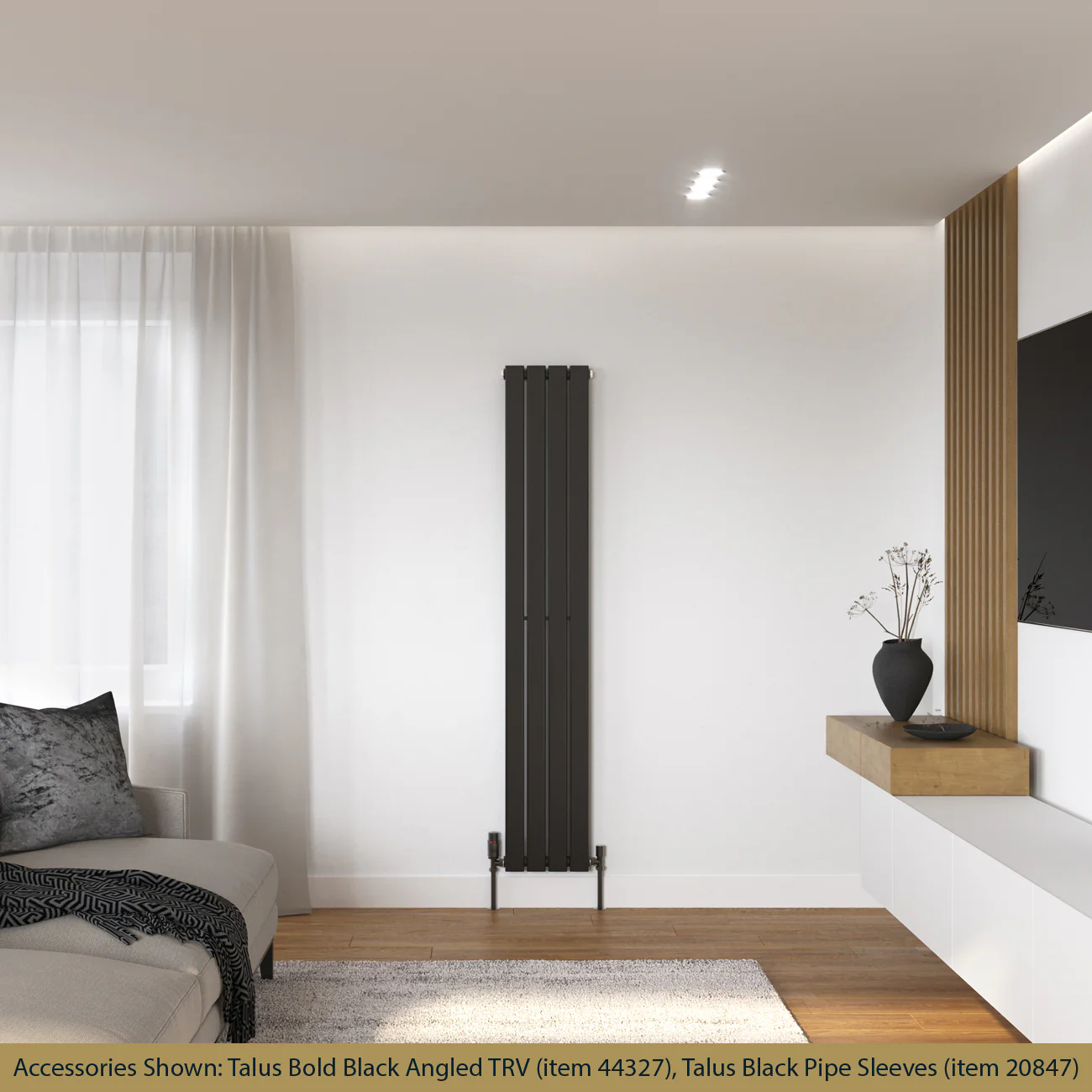Typhoon - Black Vertical Radiator H1600mm x W272mm Single Panel - Image 2
