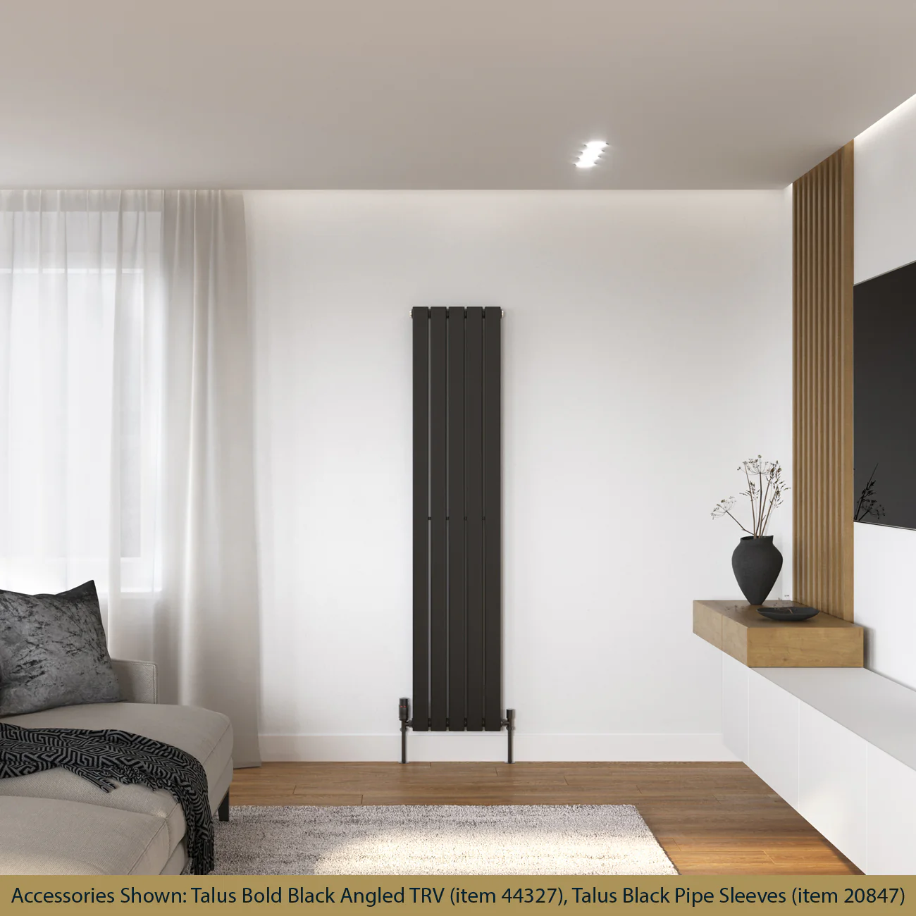 Typhoon - Black Vertical Radiator H1600mm x W340mm Single Panel - Image 2