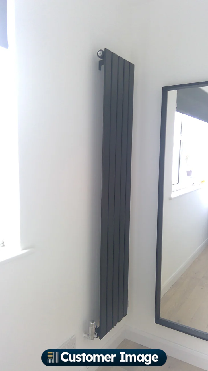 Typhoon - Black Vertical Radiator H1600mm x W340mm Single Panel - Image 4