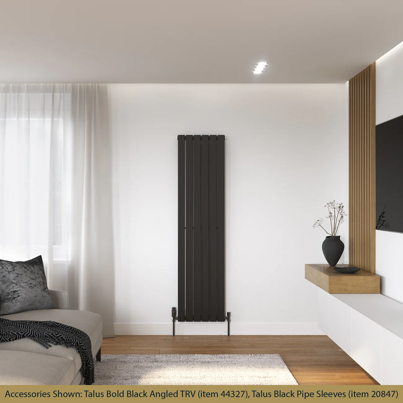 Typhoon - Black Vertical Radiator H1600mm x W408mm Single Panel - Image 2