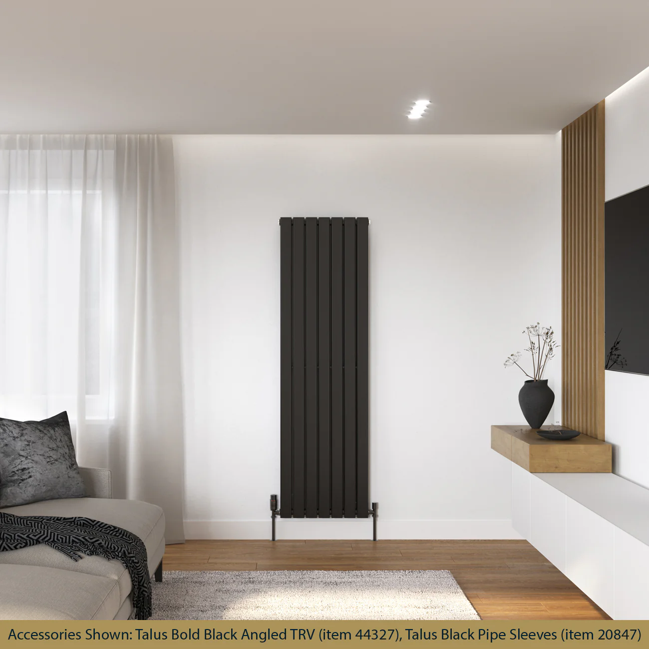 Typhoon - Black Vertical Radiator H1600mm x W476mm Double Panel - Image 2