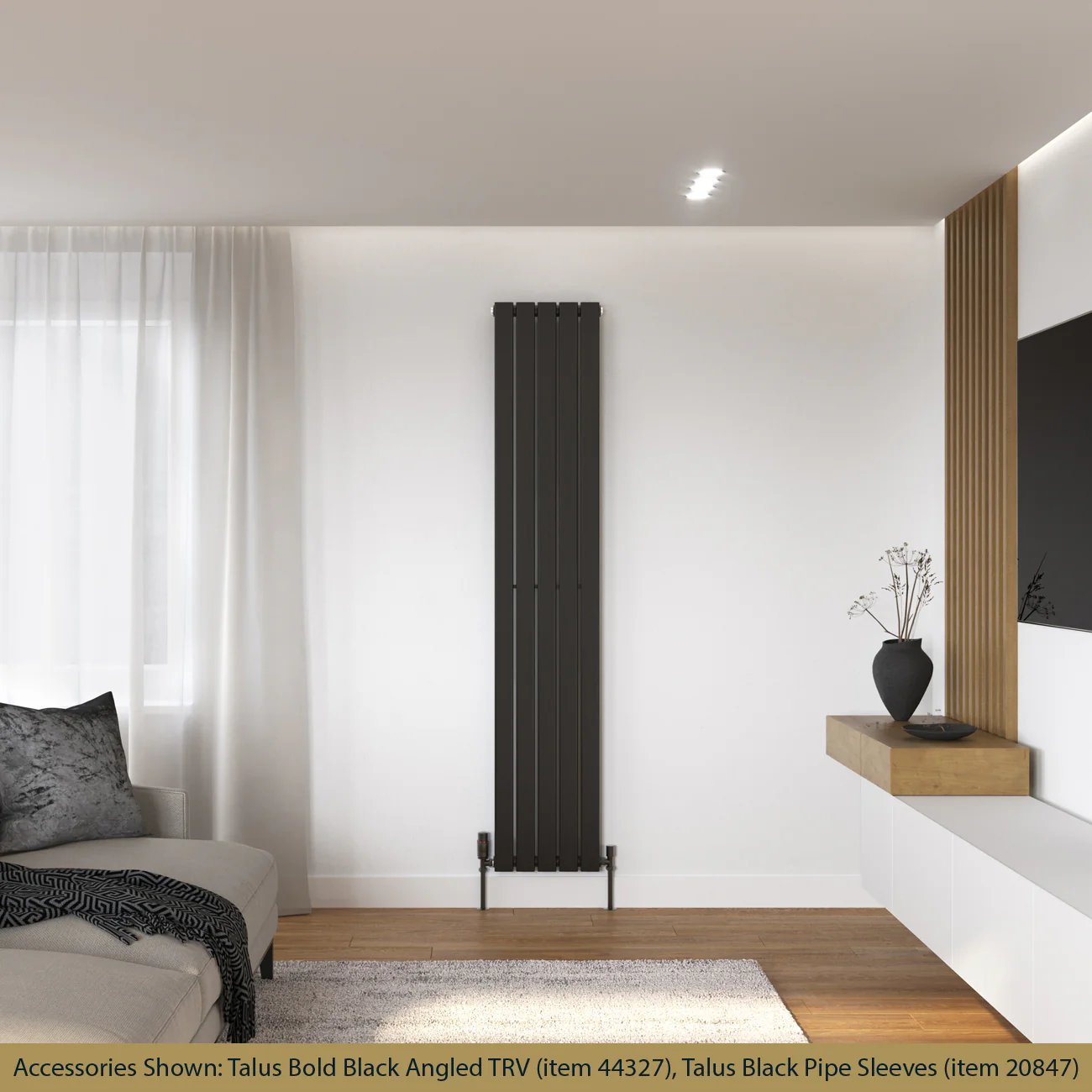 Typhoon - Black Vertical Radiator H1800mm x W340mm Single Panel - Image 2