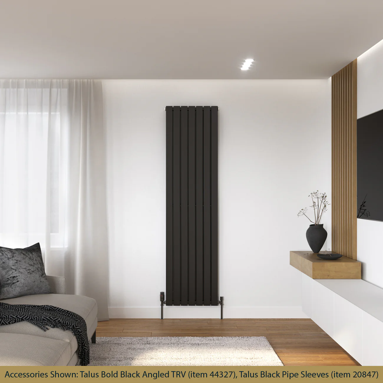 Typhoon - Black Vertical Radiator H1800mm x W476mm Double Panel - Image 2
