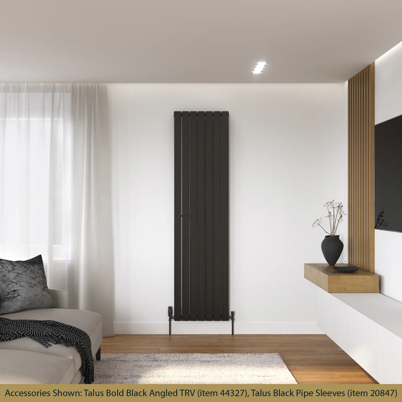 Typhoon - Black Vertical Radiator H1800mm x W476mm Single Panel - Image 2