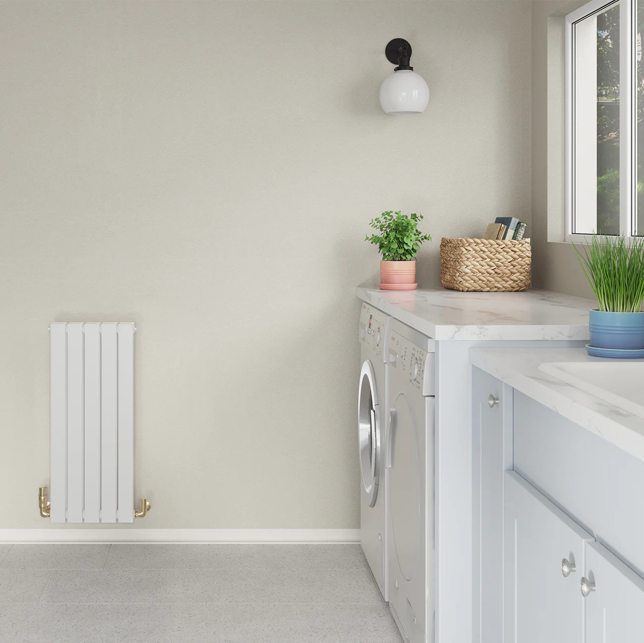 Typhoon - White Designer Radiator H800mm x W340mm Double Panel - Feet Included - Image 2