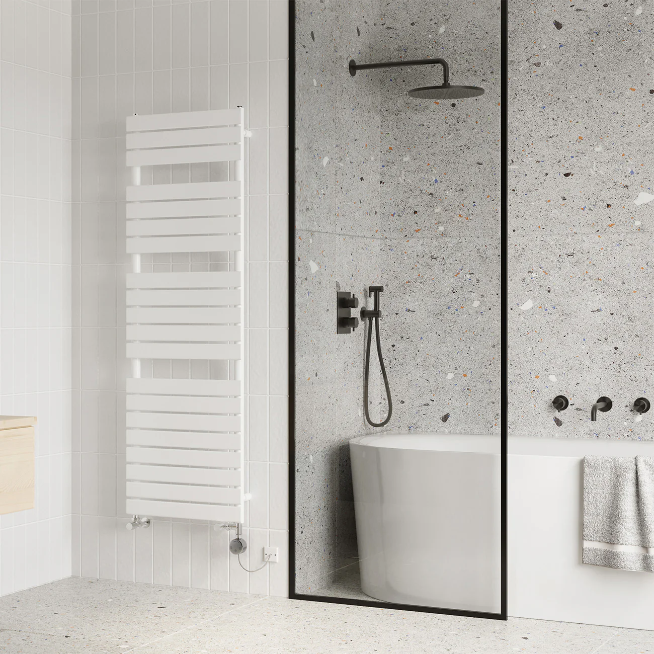 Typhoon - White Dual Fuel Towel Rail H1564mm x W500mm Thermostatic - Image 2