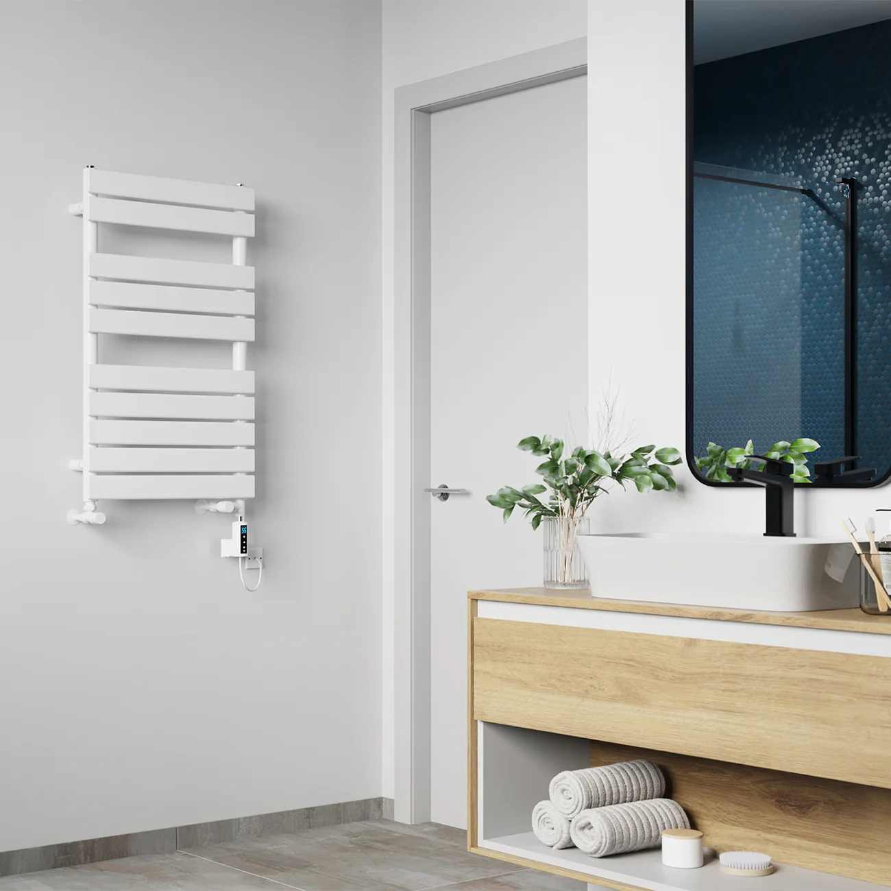 Typhoon - White Dual Fuel Towel Rail H816mm x W500mm Thermostatic WIFI - Image 2