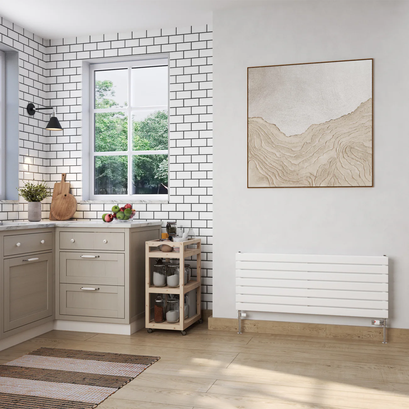 Typhoon Axis - White Horizontal Radiator H476mm x W1200mm Double Panel - Image 2