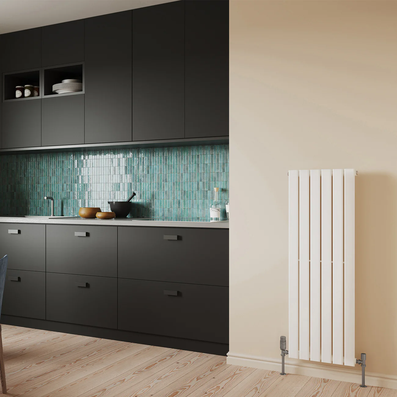 Typhoon - White Vertical Radiator H1200mm x W408mm Single Panel - Image 2