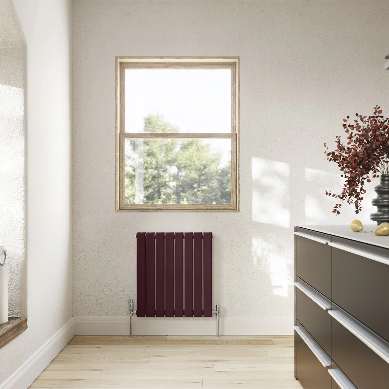 Typhoon - Wine Red Horizontal Radiator H600mm x W544mm Double Panel - Image 2