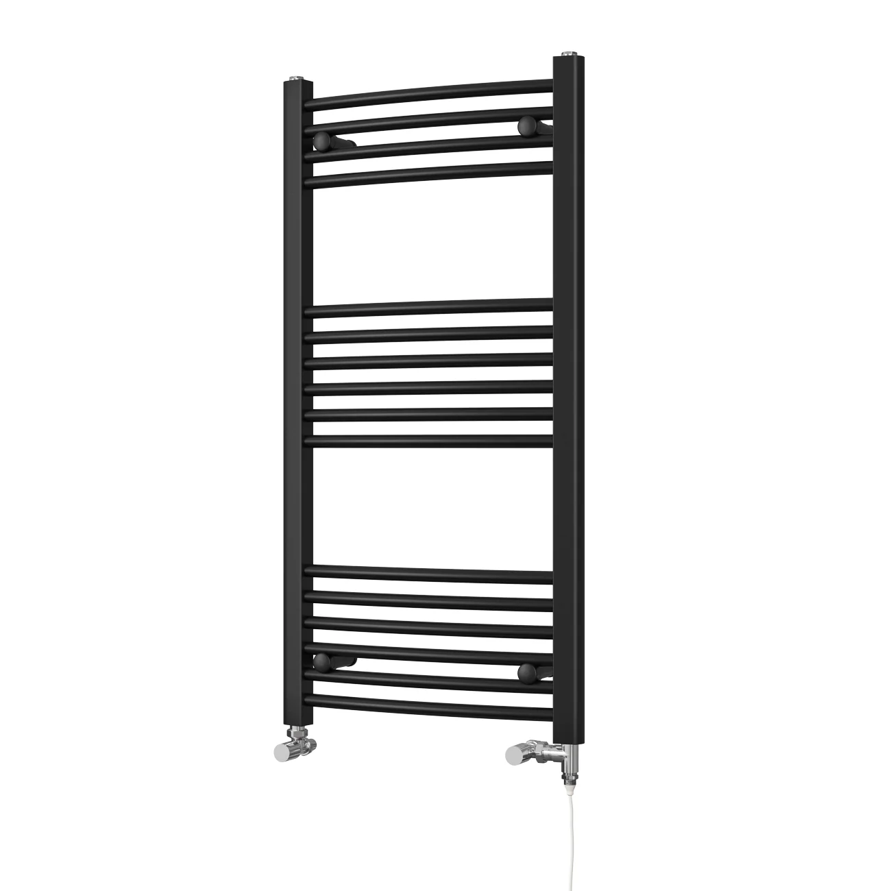 Zennor - Black Dual Fuel Towel Rail H1000mm x W500mm Standard - Curved