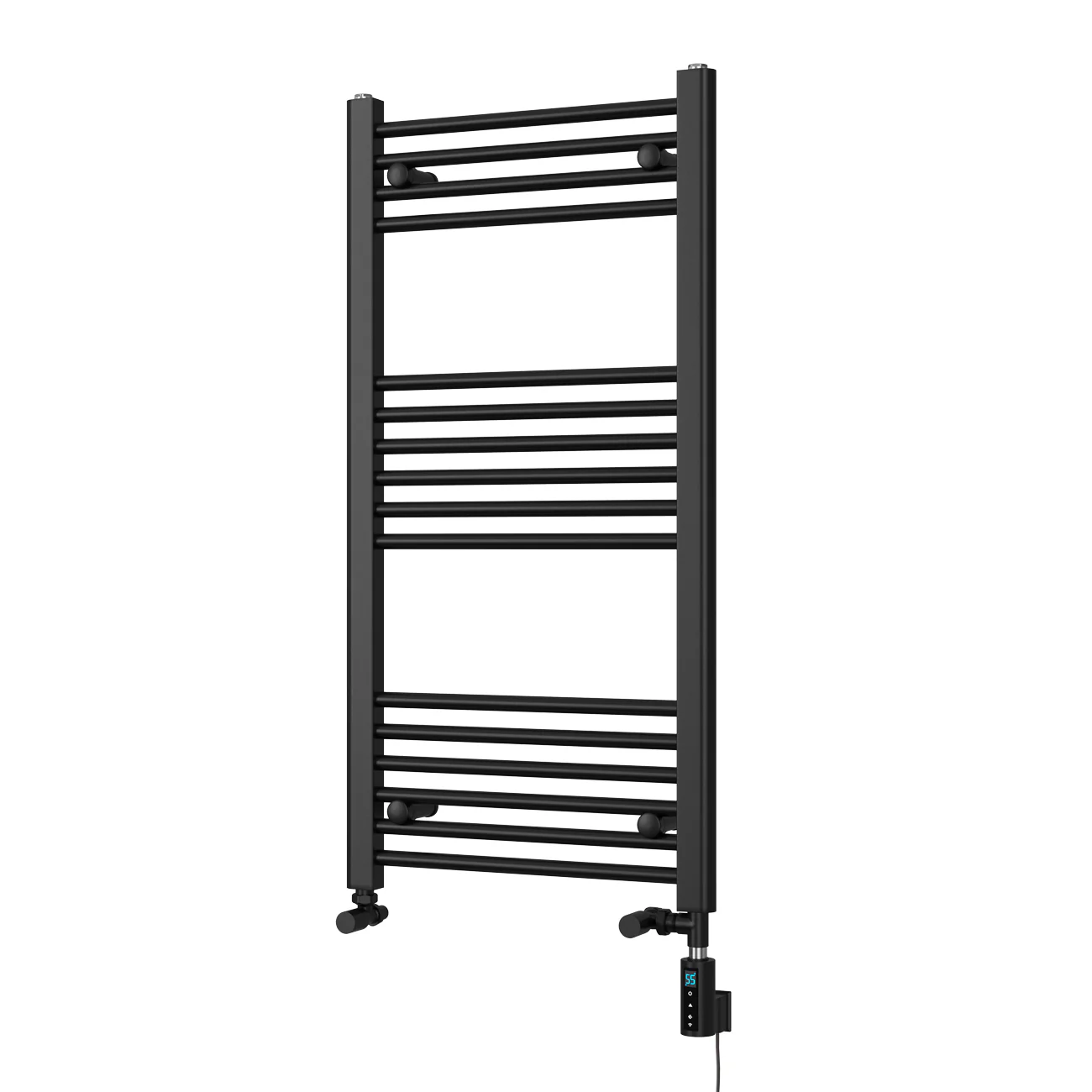 Zennor - Black Dual Fuel Towel Rail H1000mm x W500mm Thermostatic WIFI - Straight