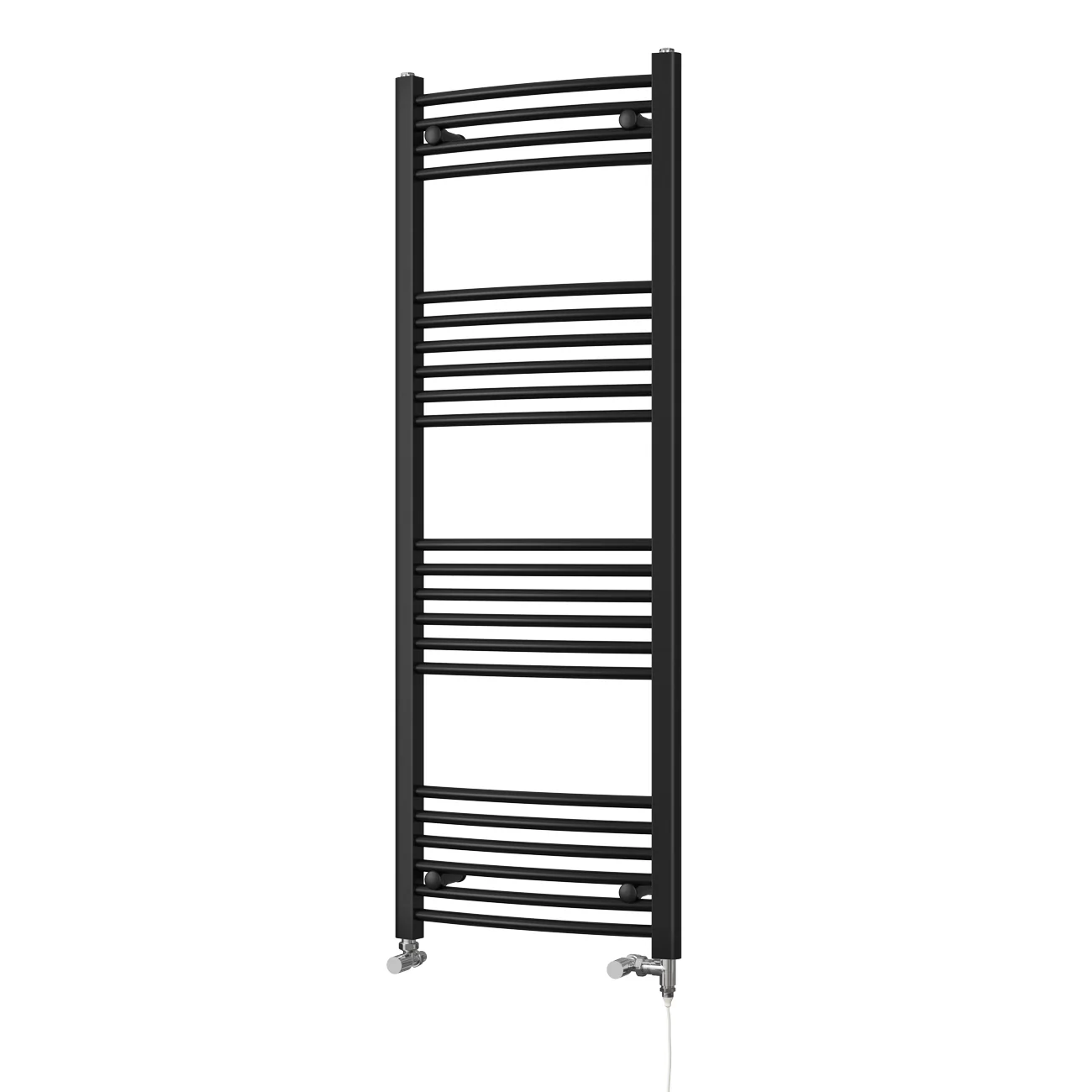 Zennor - Black Dual Fuel Towel Rail H1400mm x W500mm Standard - Curved