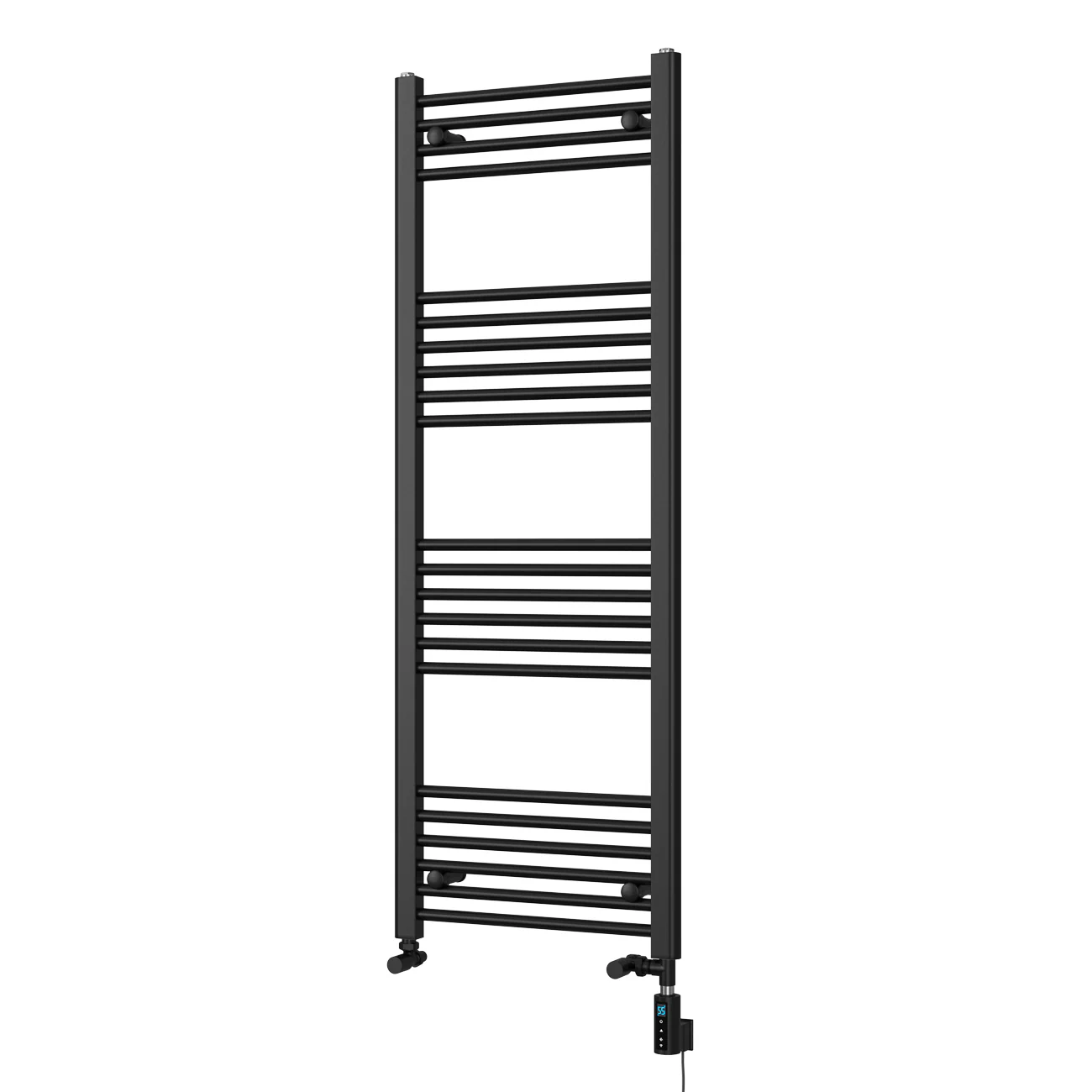 Zennor - Black Dual Fuel Towel Rail H1400mm x W500mm Thermostatic WIFI - Straight