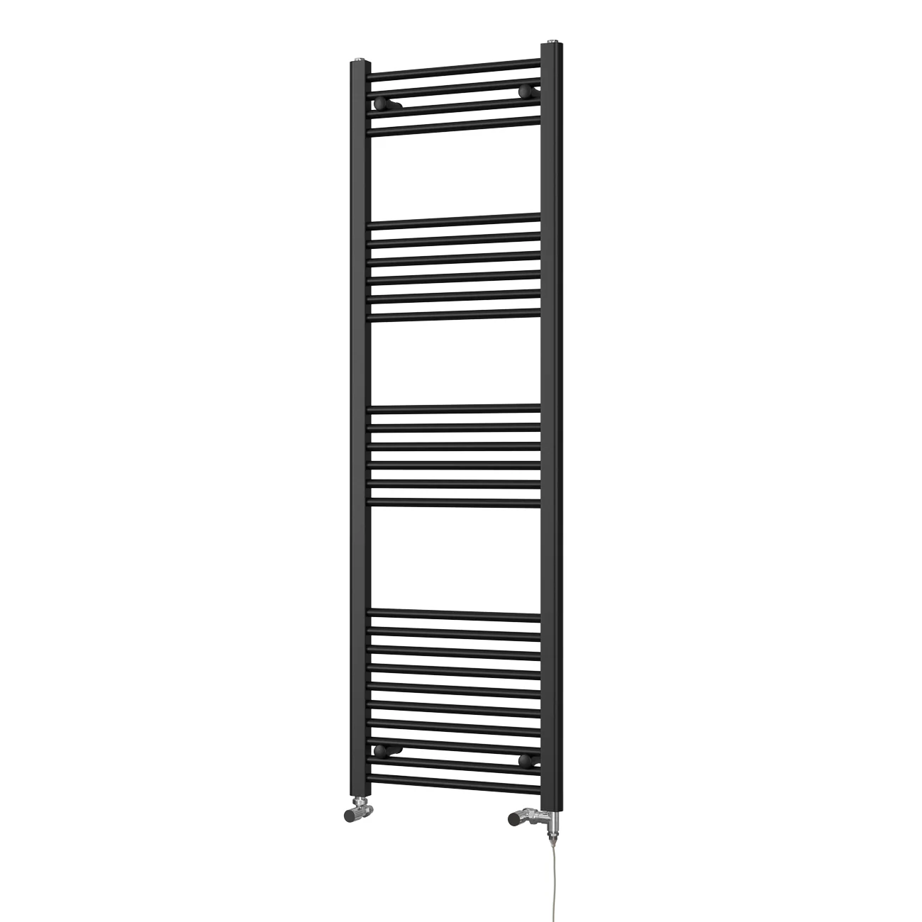 Zennor - Black Dual Fuel Towel Rail H1600mm x W500mm Standard - Straight