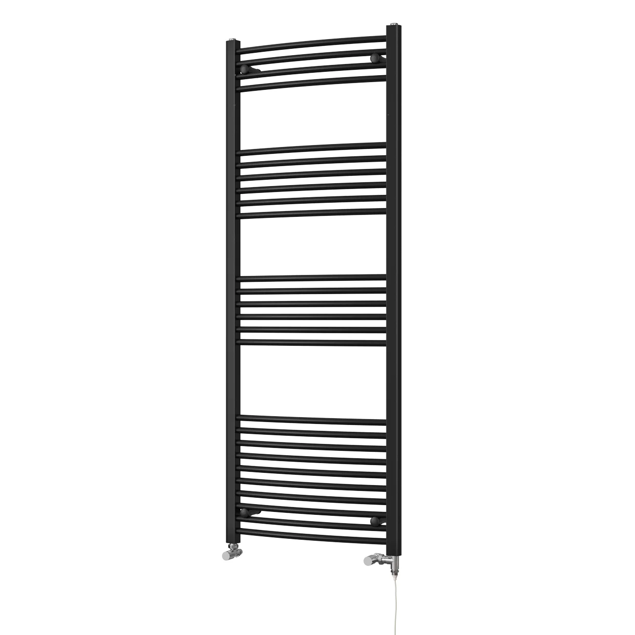 Zennor - Black Dual Fuel Towel Rail H1600mm x W600mm Standard - Curved