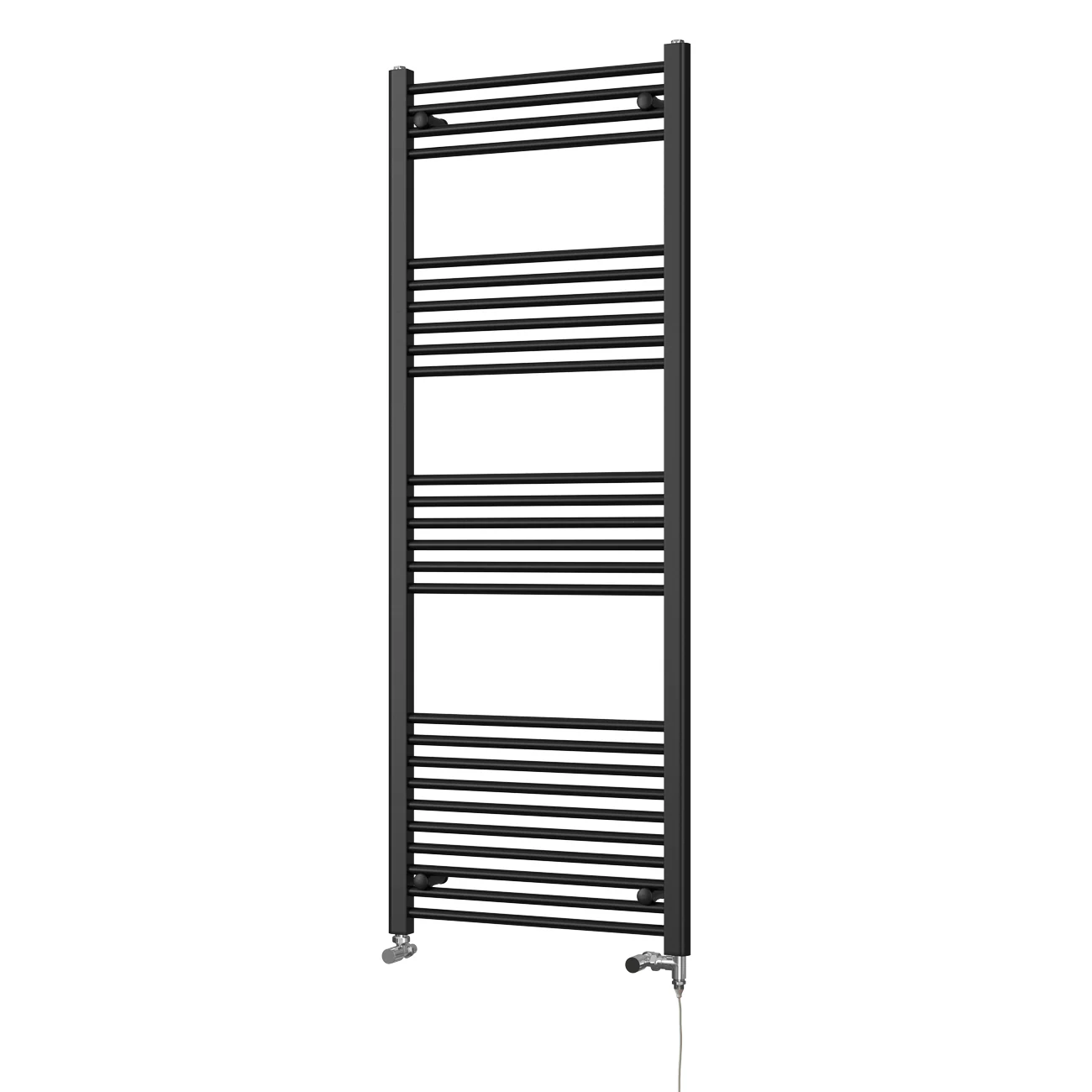 Zennor - Black Dual Fuel Towel Rail H1600mm x W600mm Standard - Straight