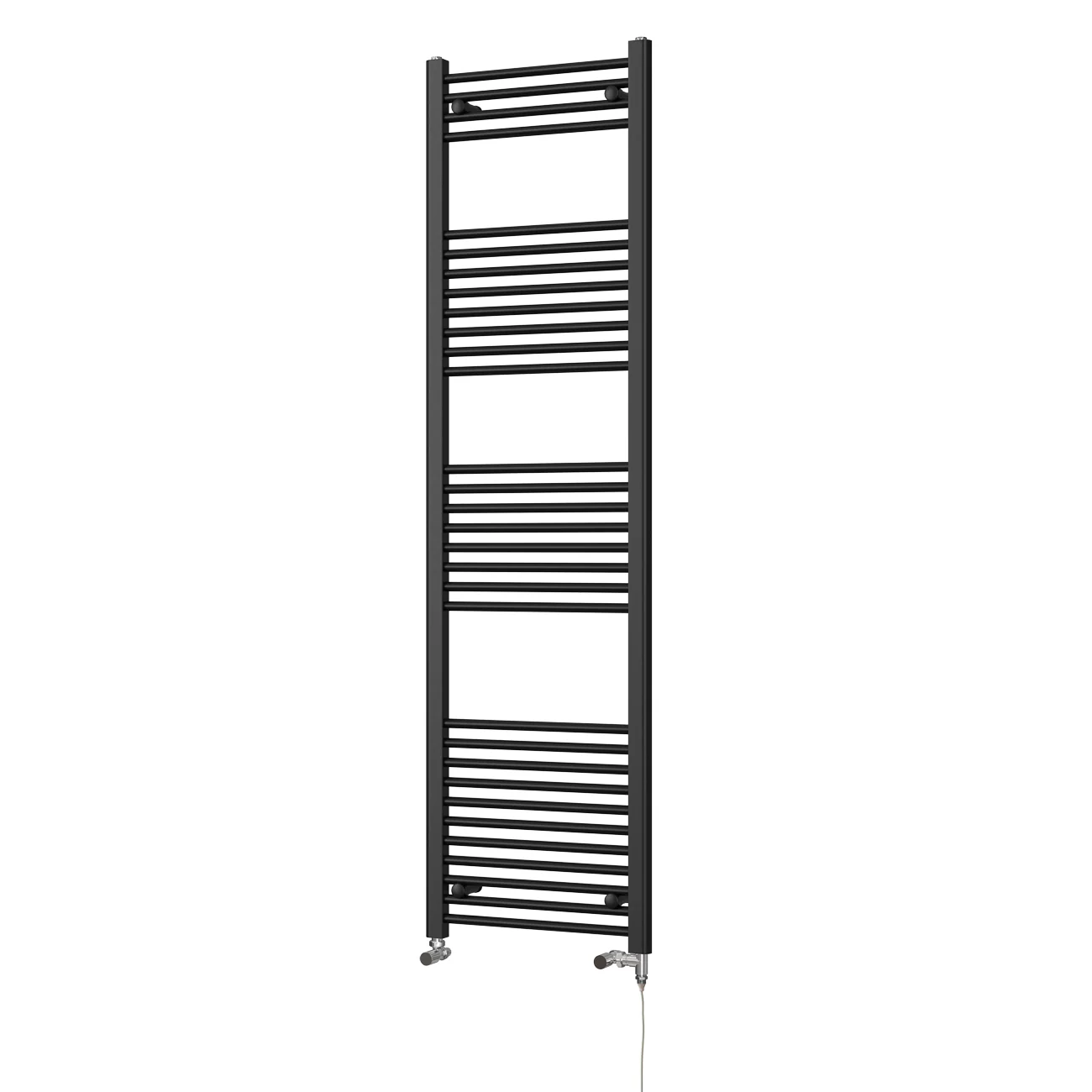 Zennor - Black Dual Fuel Towel Rail H1800mm x W500mm Standard - Straight