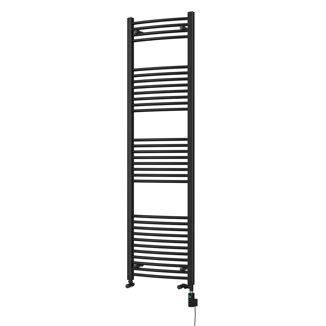 Zennor - Black Dual Fuel Towel Rail H1800mm x W500mm Thermostatic WIFI - Curved