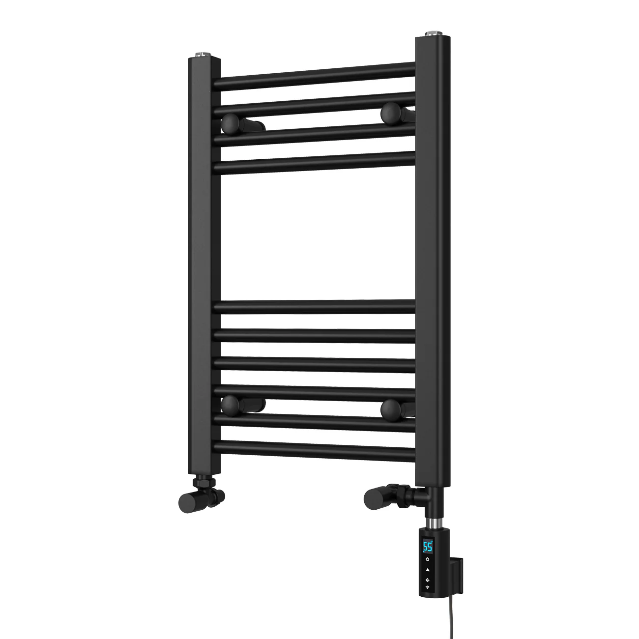 Zennor - Black Dual Fuel Towel Rail H600mm x W400mm Thermostatic WIFI - Straight