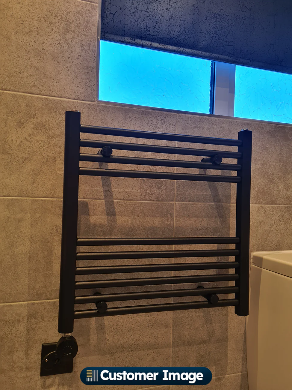 Zennor - Black Heated Towel Rail - H600mm x W600mm - Straight - Image 4