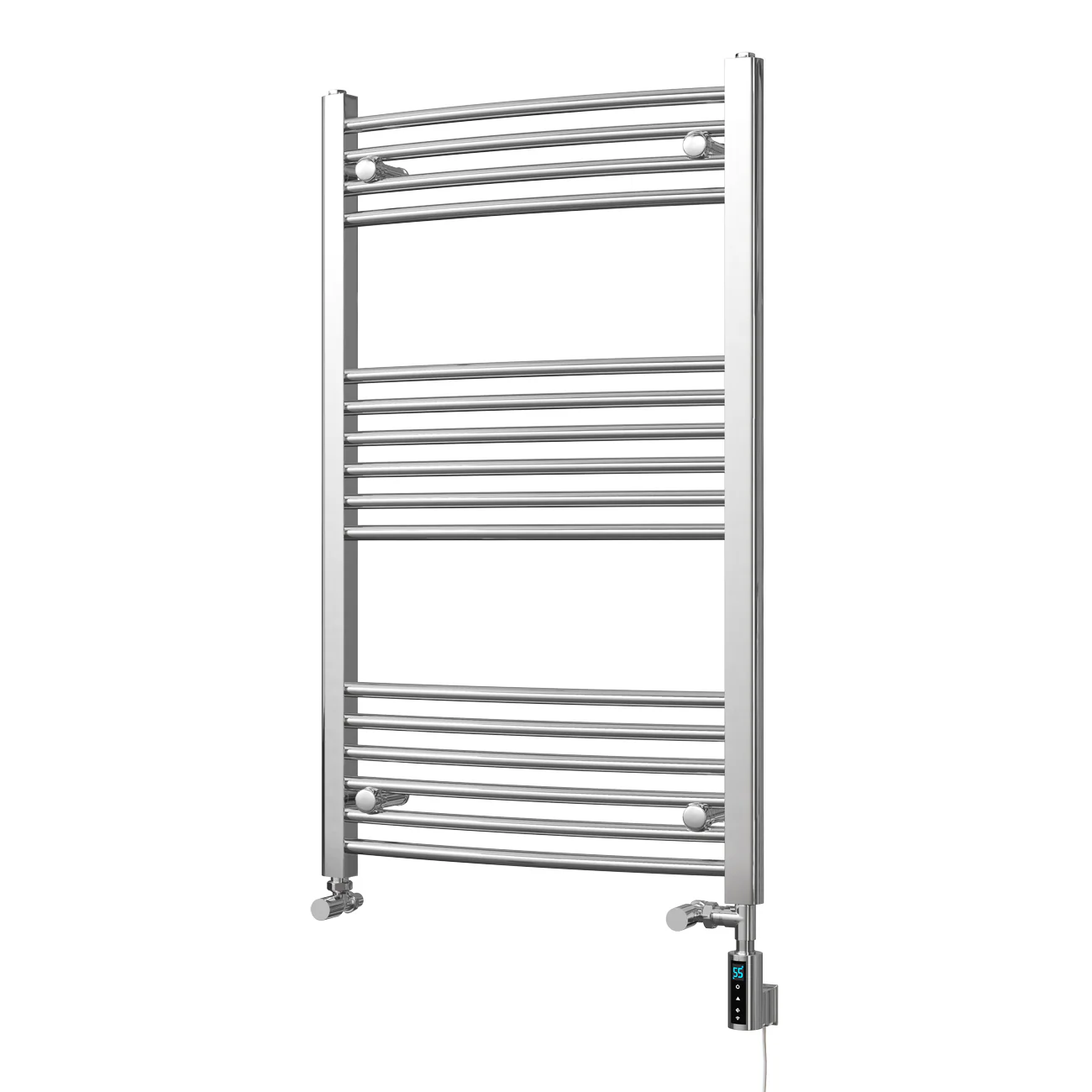 Zennor - Chrome Dual Fuel Towel Rail H1000mm x W600mm Thermostatic WIFI - Curved