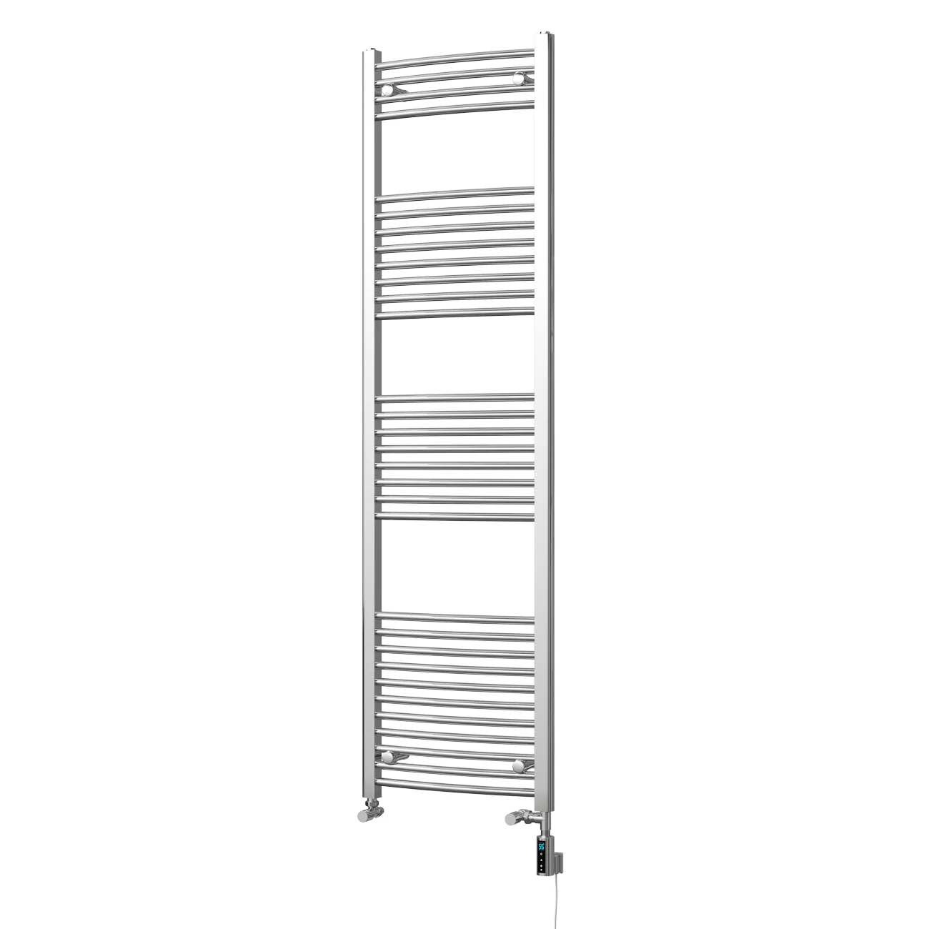 Zennor - Chrome Dual Fuel Towel Rail H1800mm x W500mm Thermostatic WIFI - Curved