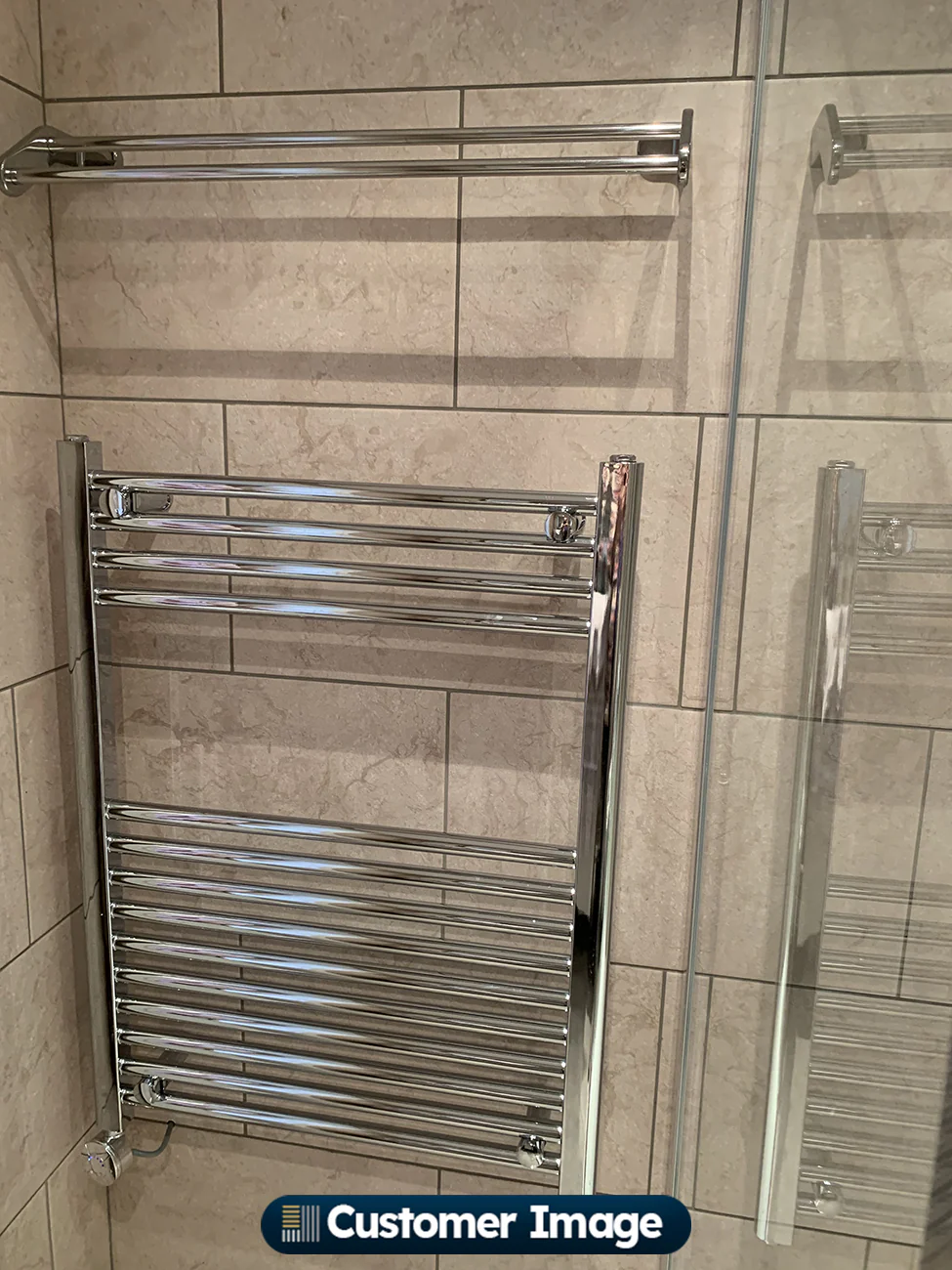 Zennor - Chrome Electric Towel Rail H800mm x W600mm Straight 200w Thermostatic - Image 4